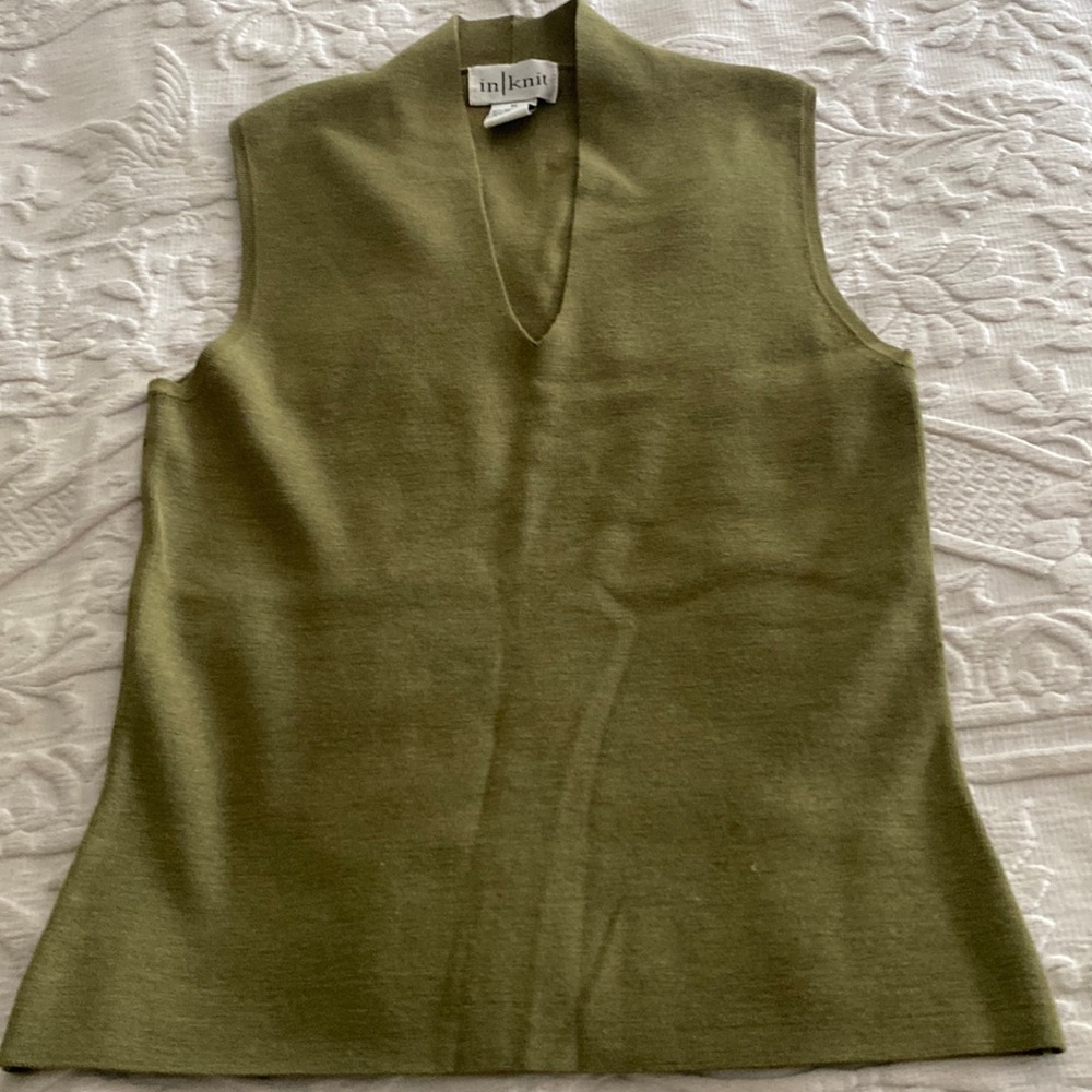 Olive green silk/spandex top